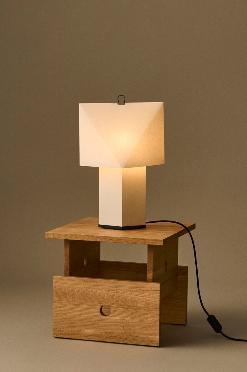Aplat bordlampe, hvid - H44 cm